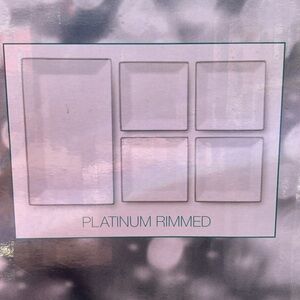 ULTA Platinum Rimmed Serving Set 5 pc includes 1 serving tray and 4 plates NEW